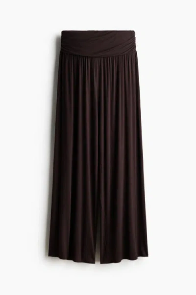 H&m Gathered Viscose Trousers In Brown