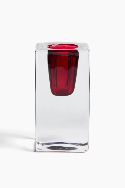H&m Glass Candlestick In Red/transparent