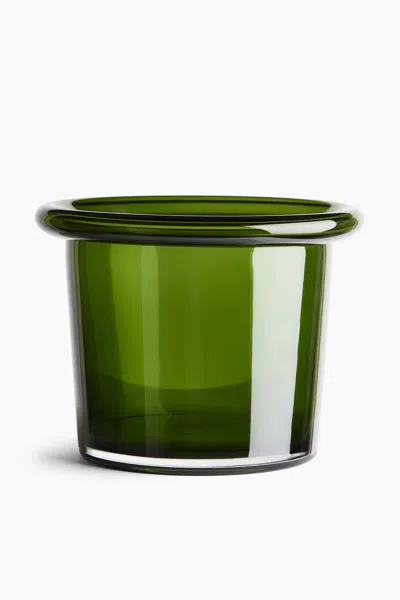 H&m Glass Plant Pot In Green