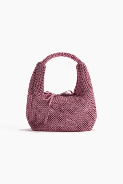 H&m Glittery Hole-knit Handbag In Purple