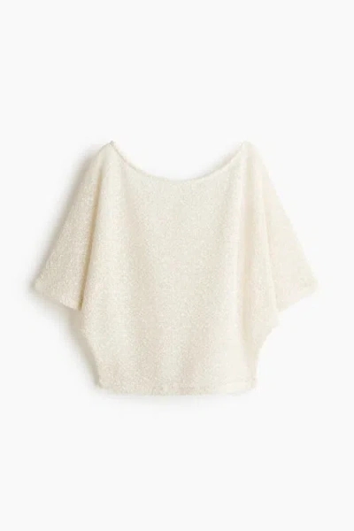 H&m Glittery Knitted Top In White