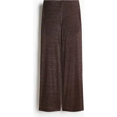 H&m Glittery Trousers In Brown