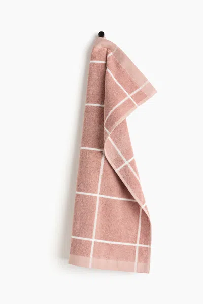 H&m Grid-patterned Hand Towel In Pink