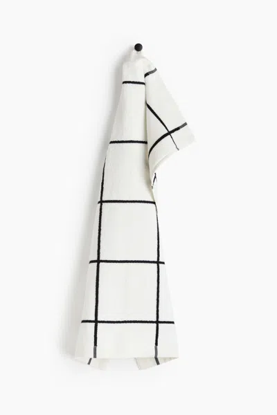 H&m Grid-patterned Hand Towel In White