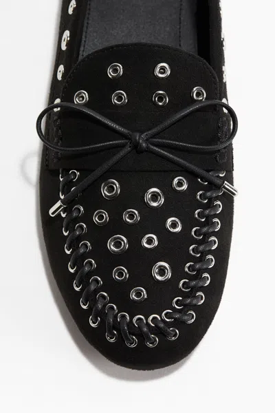 H&m Grommet-embellished Loafers In Black