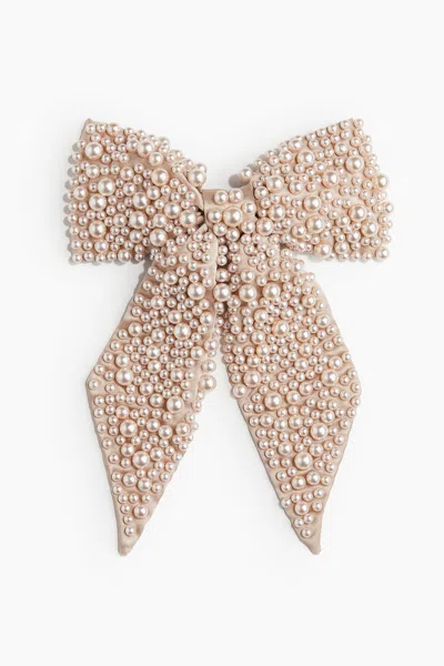 H&m Hair Clip With Bow In Beige