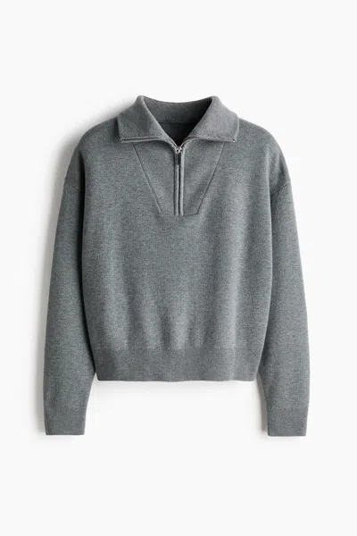 H&m Half-zip Sweater In Gray