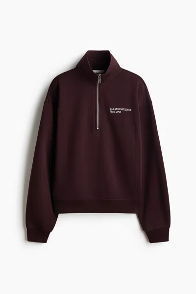 H&m Half-zip Sweatshirt In Brown