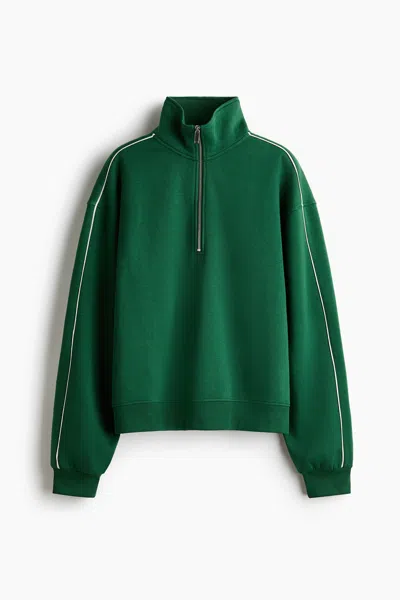 H&m Half-zip Sweatshirt In Green