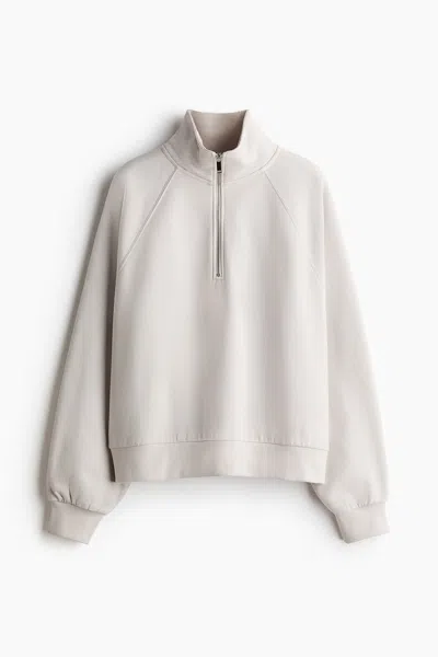 H&m Half-zip Sweatshirt In White