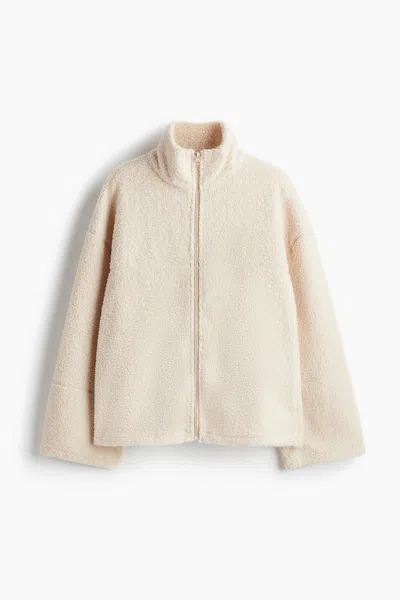 H&m Half-zip Teddy Fleece Jacket In Neutral