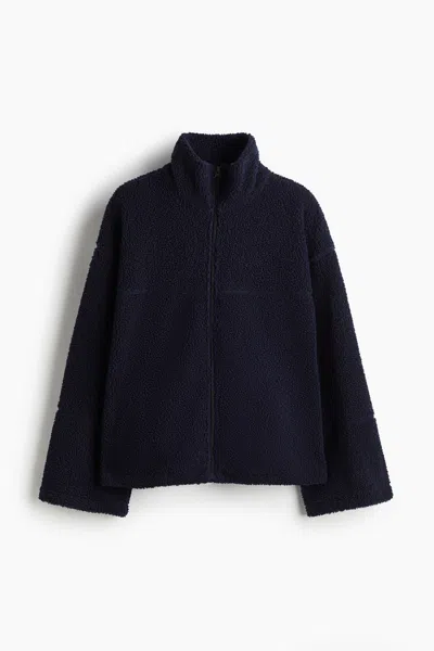 H&m Half-zip Teddy Fleece Jacket In Blue