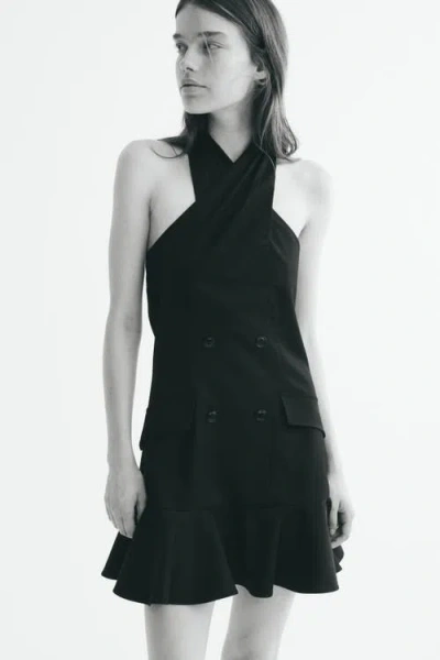 H&m Halterneck Jacket Dress In Black
