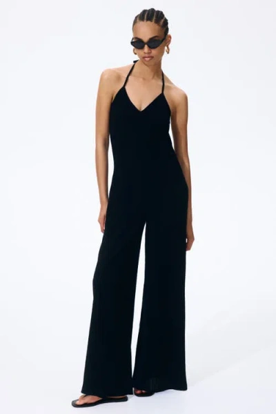 H&m Halterneck Jumpsuit In Black