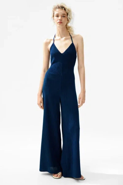 H&m Halterneck Jumpsuit In Blue