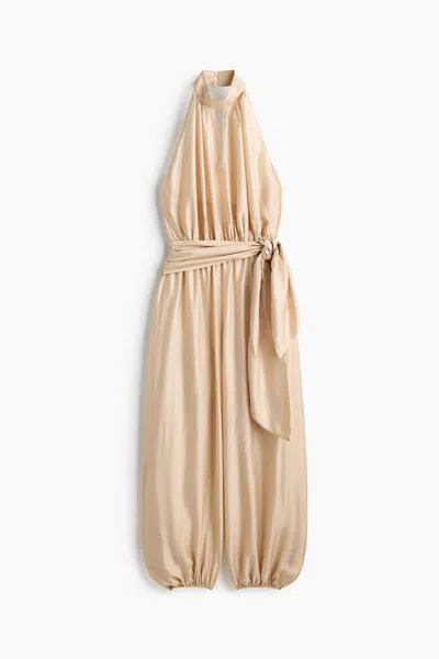 H&m Halterneck Jumpsuit In Brown