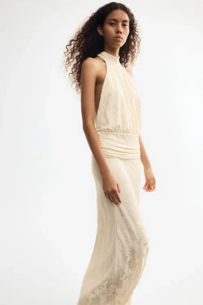 H&m Halterneck Maxi Dress In Neutral