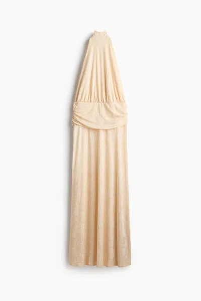 H&m Halterneck Maxi Dress In Pale Yellow