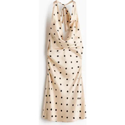 H&m Halterneck Satin Dress In Neutral
