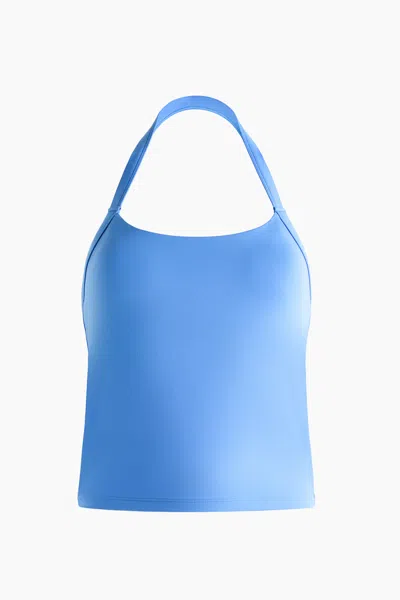 H&m Halterneck Sports Tank Top With Softmove In Blue