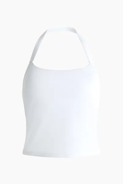 H&m Halterneck Sports Tank Top With Softmove In White