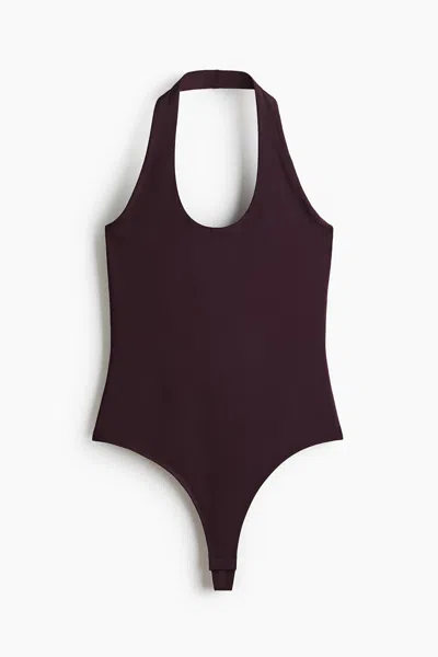 H&m Halterneck Thong Bodysuit In Brown