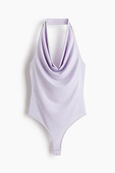 H&m Halterneck Thong Bodysuit In Purple