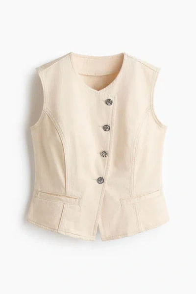 H&m Hammered-button Twill Waistcoat In Pink