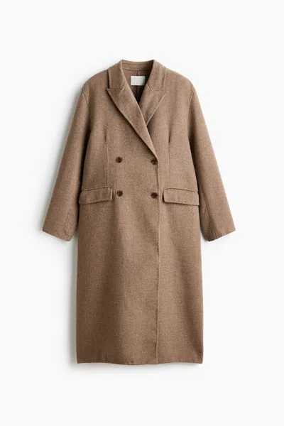 H&m Handmade Double-breasted Coat In Brown