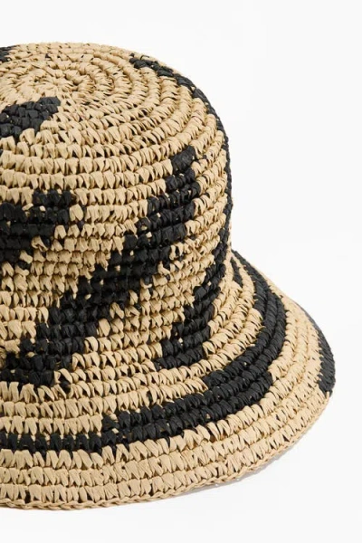 H&m Handmade Straw Bucket Hat In Red