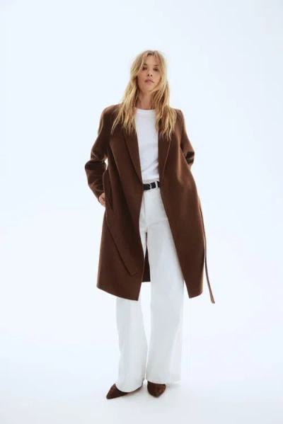 H&m Handmade Wool-blend Coat In Brown