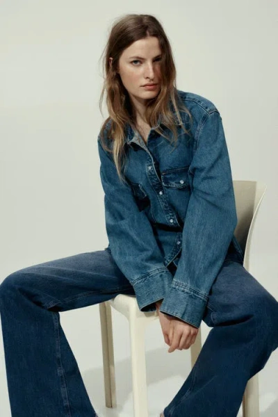 H&m Harper High Rise Wide Leg Jeans In Blue