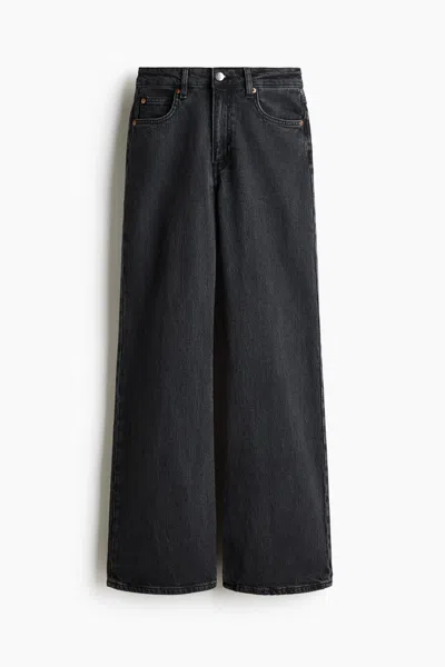 H&m Wide-leg Regular-waist Jeans In Denim Black