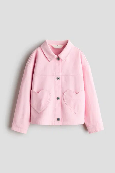 H&m Kids' Heart-pocket Twill Jacket In Pink
