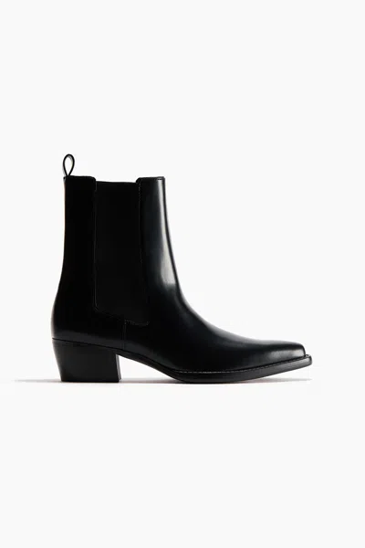 H&m Heeled Ankle Boots In Black