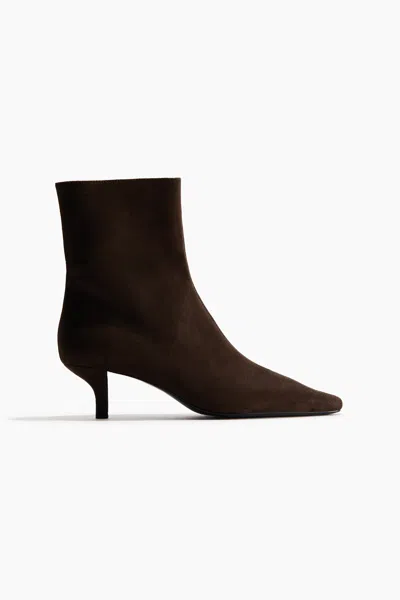 H&m Heeled Ankle Boots In Brown