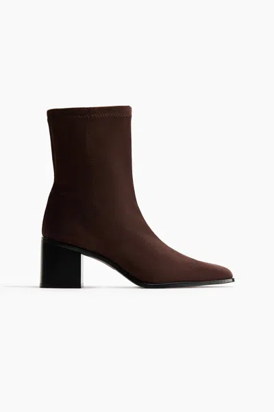 H&m Heeled Ankle Boots In Brown