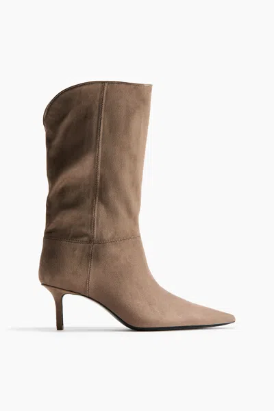 H&m Heeled Boots In Neutral