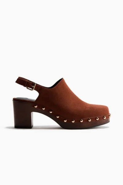 H&m Heeled Clogs In Brown