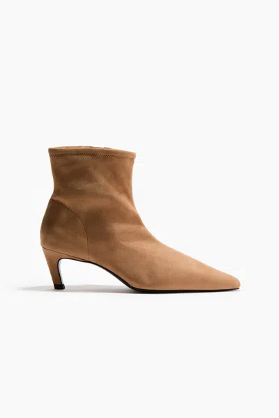 H&m Heeled Sock Boots In Brown