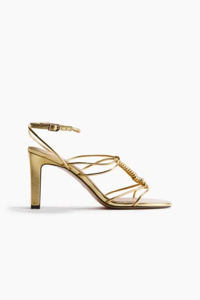 H&m Heeled Strappy Sandals In Gold