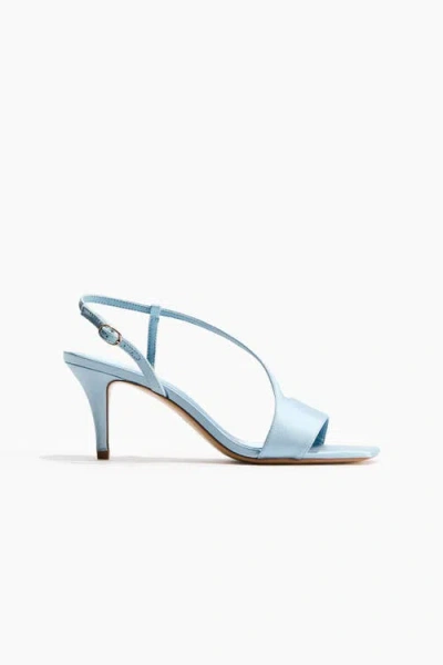 H&m Heeled Strappy Sandals In Blue
