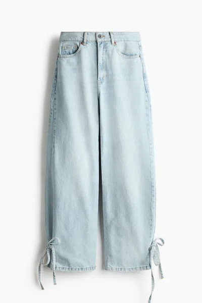 H&m High-waist Barrel-leg Ankle Jeans In Blue