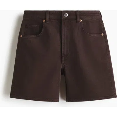H&m High-waisted Denim Shorts In Brown