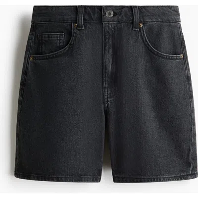 H&m High-waisted Denim Shorts In Gray