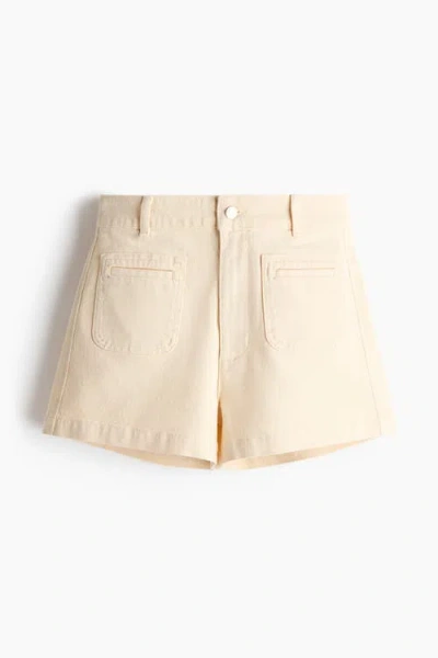 H&m High-waisted Denim Shorts In Yellow