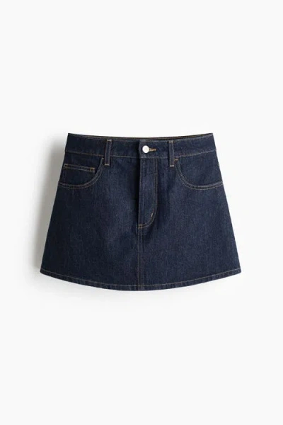 H&m High-waisted Denim Skort In Blue