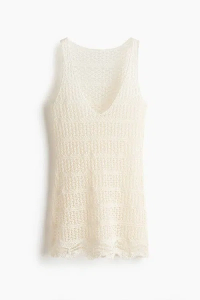 H&m Hole-knit Beach Dress In White