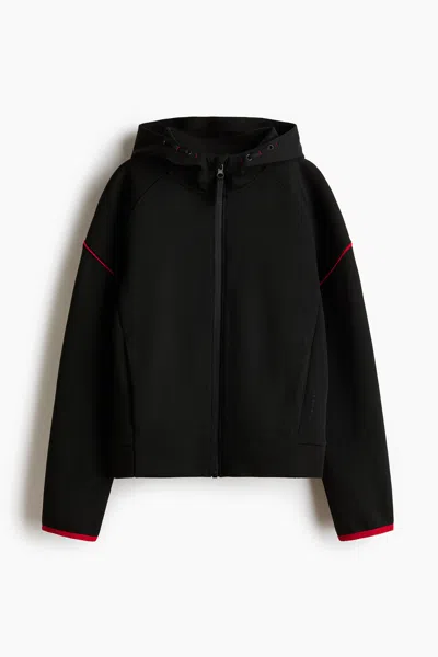 H&m Kids' Hooded Activewear Jacket With Drymove In Black