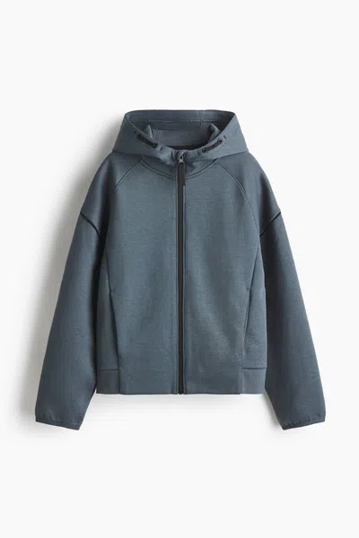 H&m Kids' Hooded Activewear Jacket With Drymove In Blue